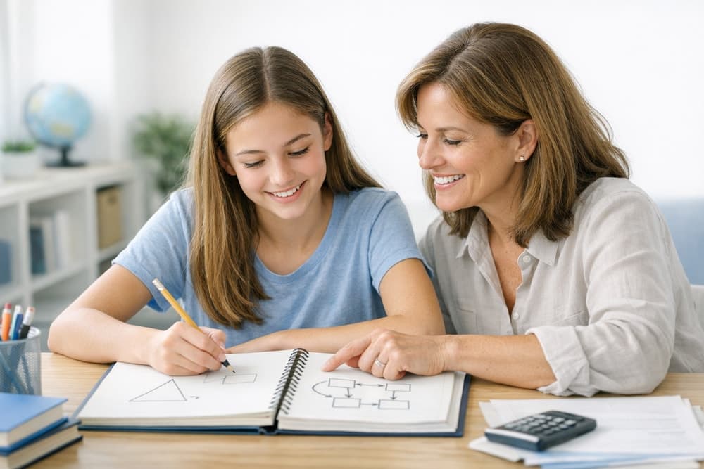 Séance de tutorat avec notes et schémas pour biologie, chimie ou physique