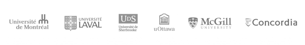 Logos des universités partenaires - Université de Montréal, Université Laval, McGill University, Université de Sherbrooke